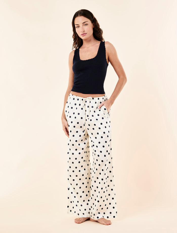Soft Cotton Spot Wide Leg Pant