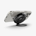 ACH07977 - OneTap Phone Kickstand S310WCK (MagFit) in Black showing the back, partial side with device attached