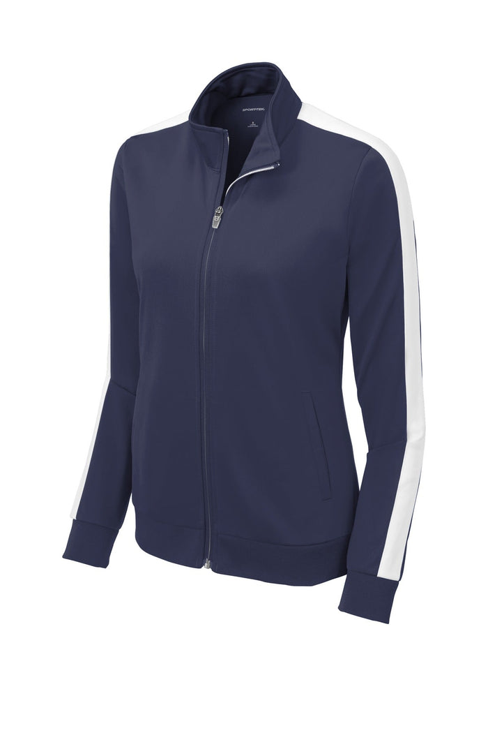 Sport-Tek LST94 Ladies Tricot Sleeve Stripe Track Jacket