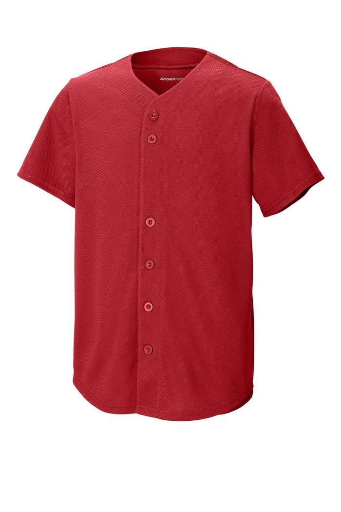 Sport-Tek YST220 Youth PosiCharge Tough Mesh Full-Button Jersey