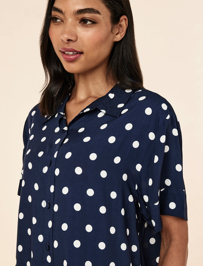Spot Short Sleeve Full Length Pant PJ Set