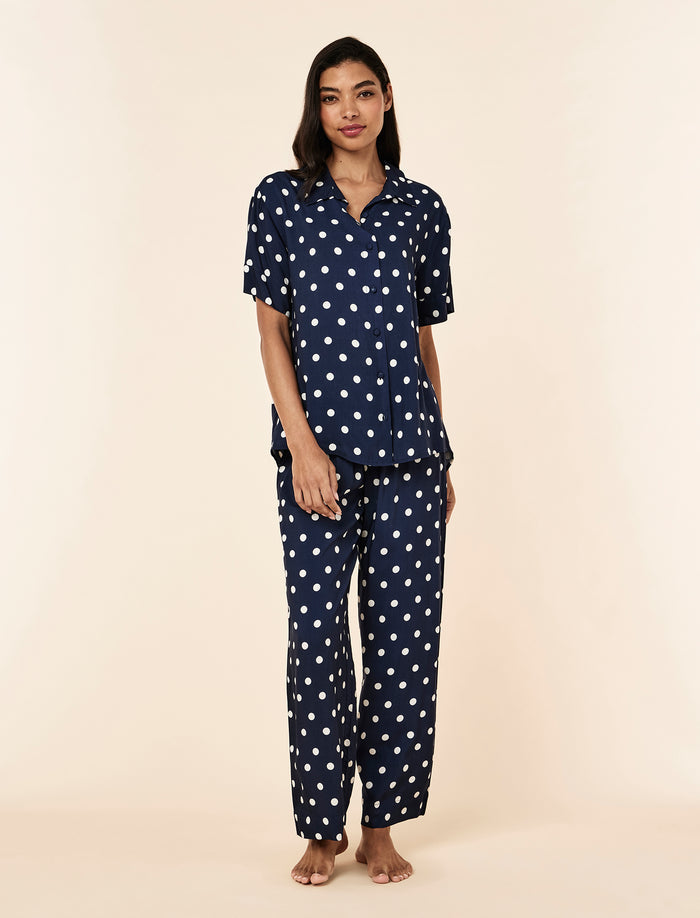 Spot Short Sleeve Full Length Pant PJ Set