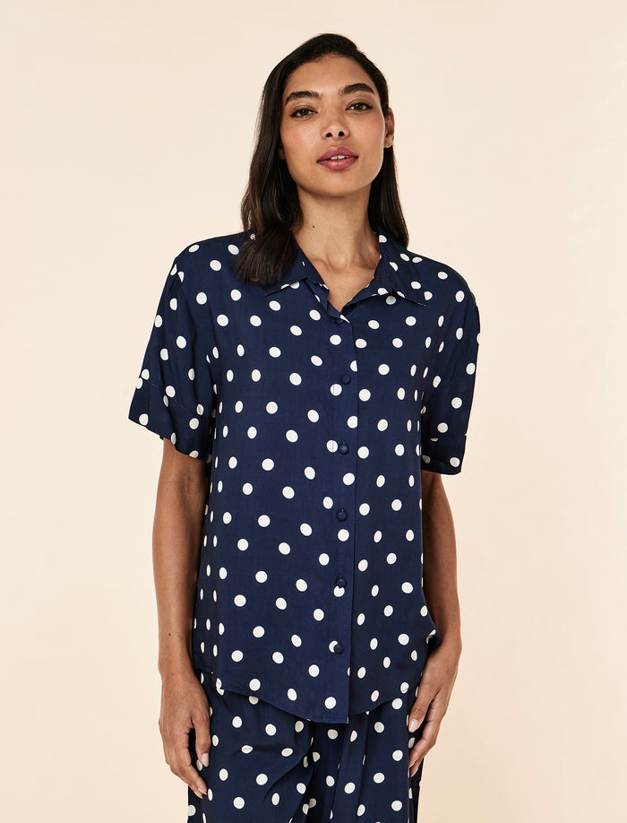 Spot Short Sleeve Full Length Pant PJ Set