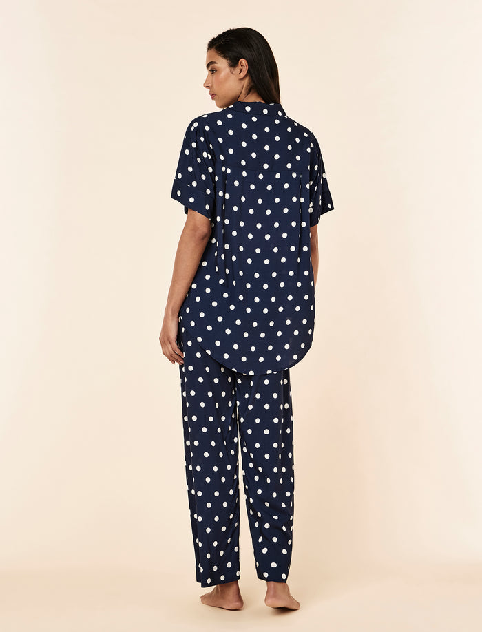 Spot Short Sleeve Full Length Pant PJ Set