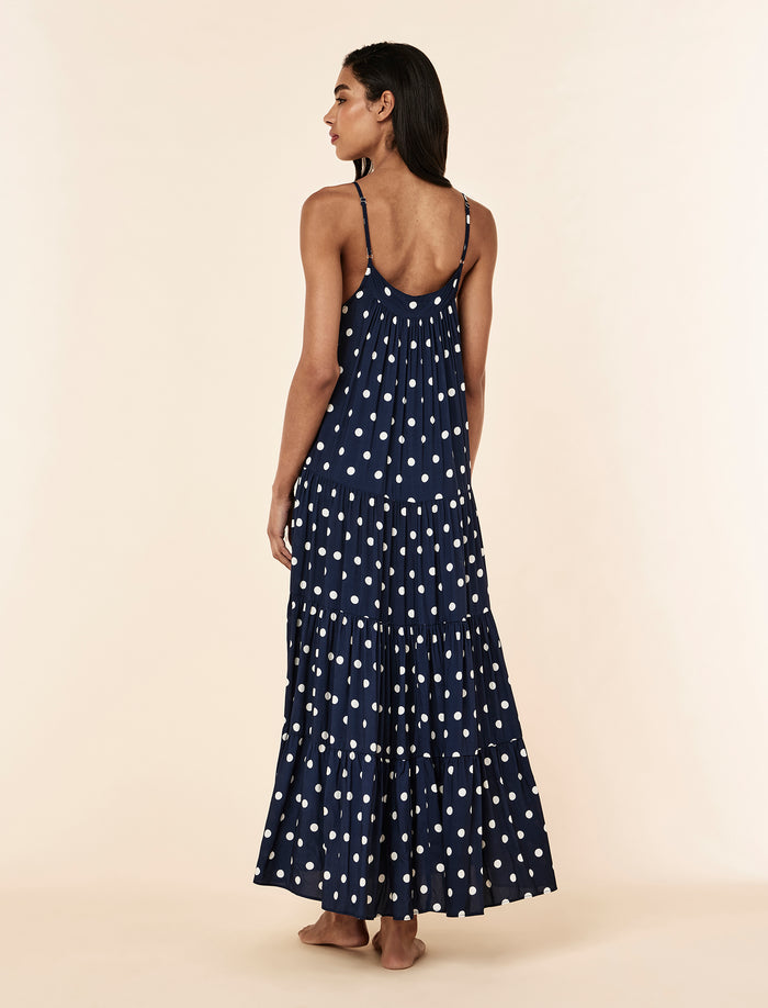 Spot Tiered Maxi Nightgown