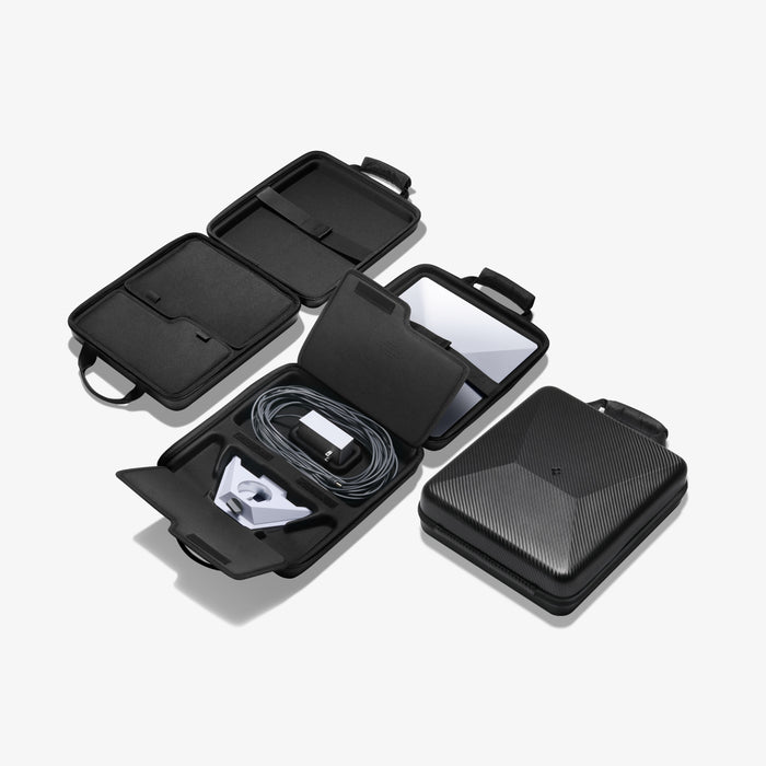 AFA09372 - Starlink Mini Carrying Case in black showing 3 different cases showing the inside and case closed
