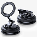 ACP11657 - Spigen MagSafe car mount shown extended and folded flat, displaying suction cup base and magnetic ring