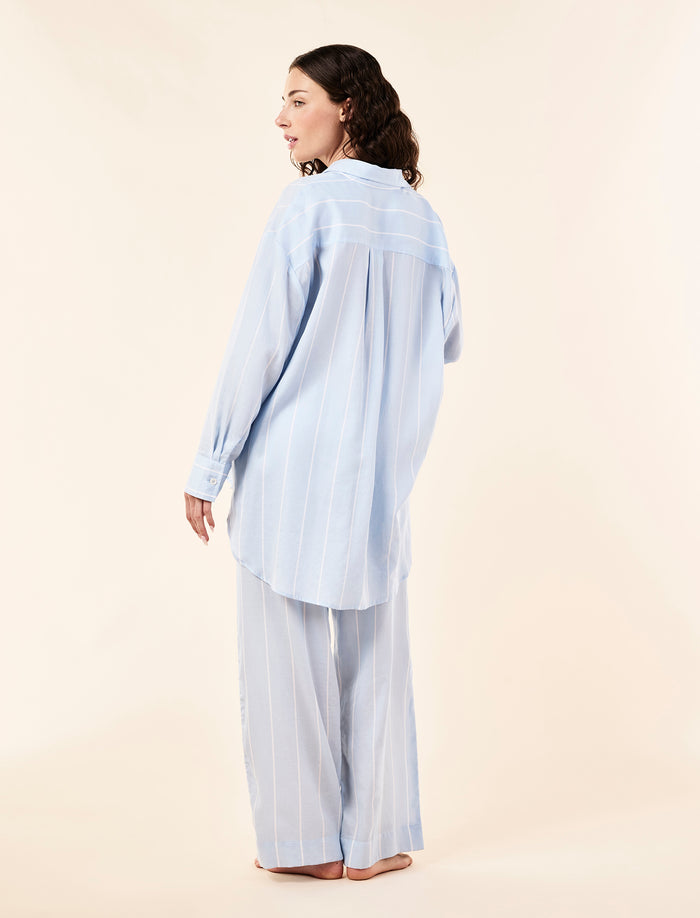 Stripe Shirting Full Length PJ Set
