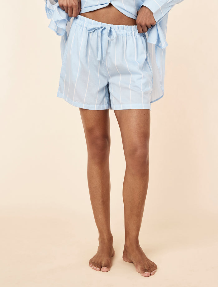 Stripe Shirting Long Sleeve Boxer PJ Set