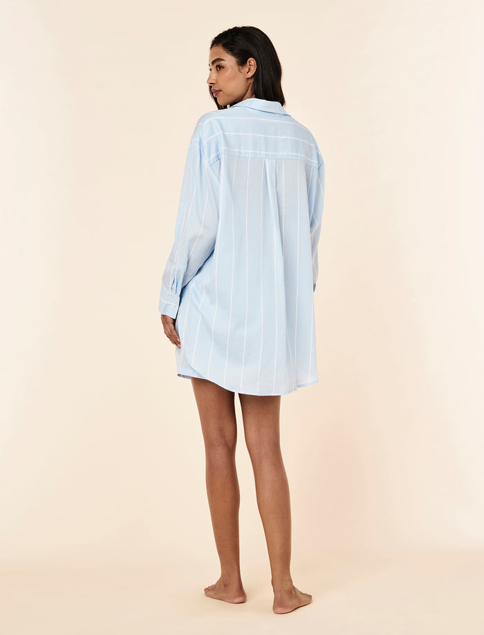 Stripe Shirting Long Sleeve Boxer PJ Set