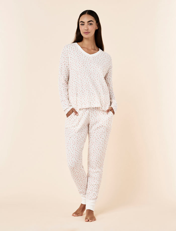 Super Soft Waffle V-Neck Long Sleeve Top & Jogger Set