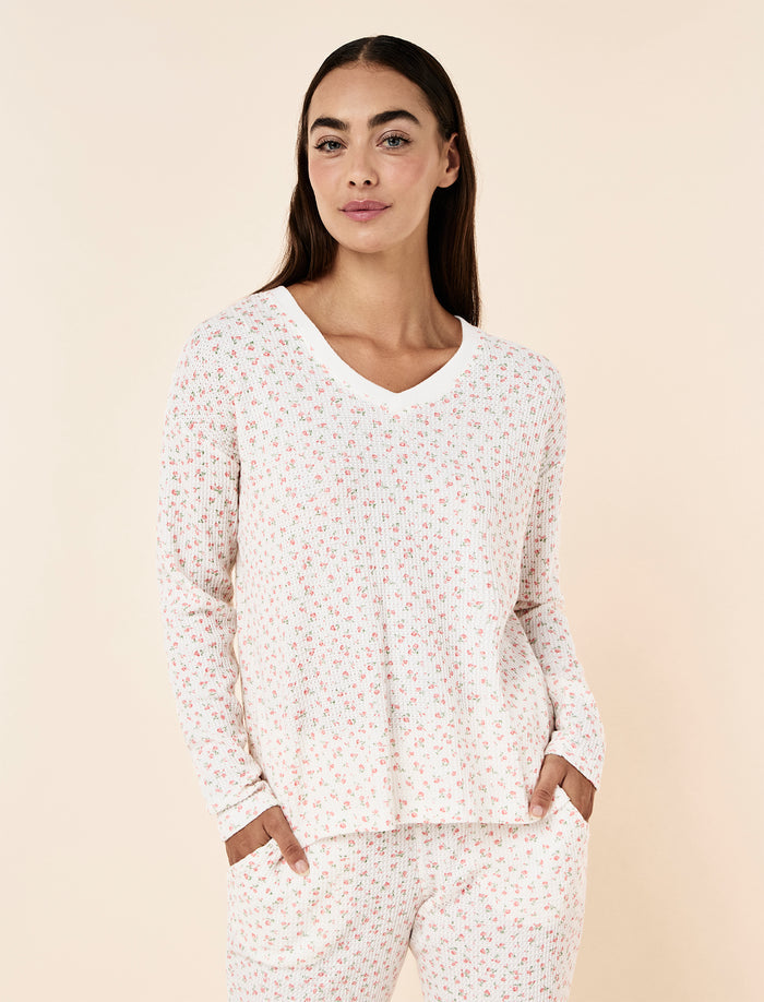 Super Soft Waffle V-Neck Long Sleeve Top & Jogger Set