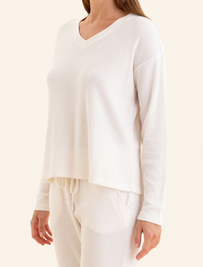 Super Soft Waffle V-Neck Long Sleeve Top & Jogger Set