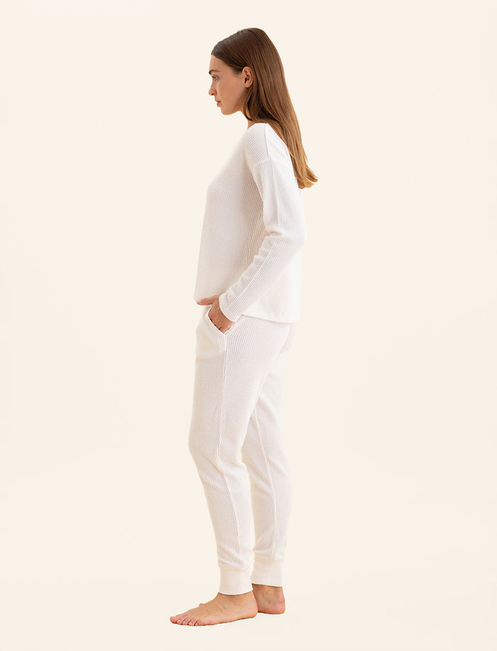 Super Soft Waffle V-Neck Long Sleeve Top & Jogger Set