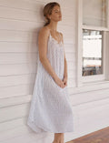 Swiss Dot Lace Front Maxi Nightgown