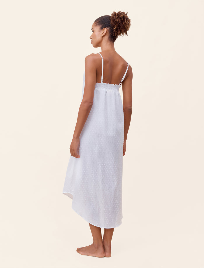 Swiss Dot Lace Front Maxi Nightgown