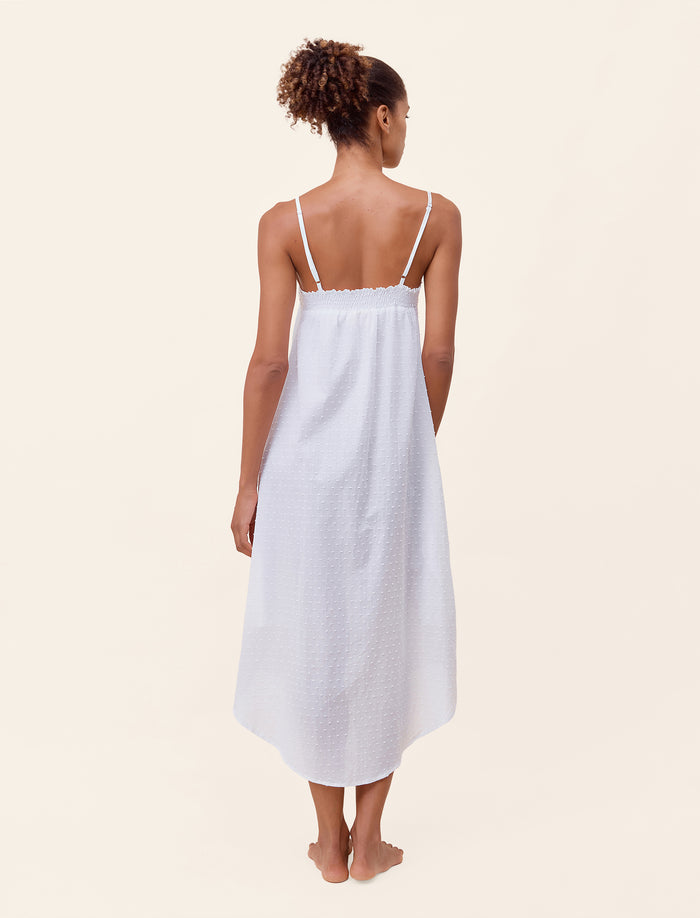 Swiss Dot Lace Front Maxi Nightgown