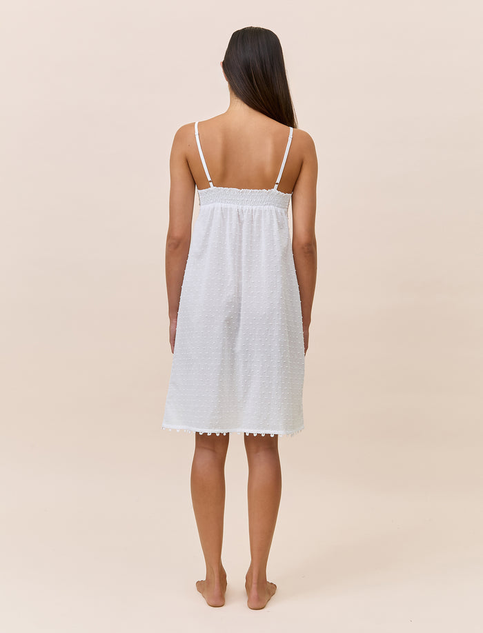 Swiss Dot Lace Front Midi Nightgown