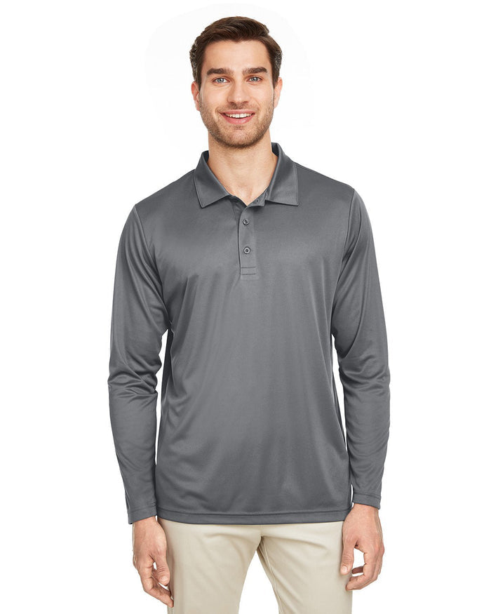 Team 365 TT51L Men's Zone Performance Long Sleeve Polo - Ninja Transfers