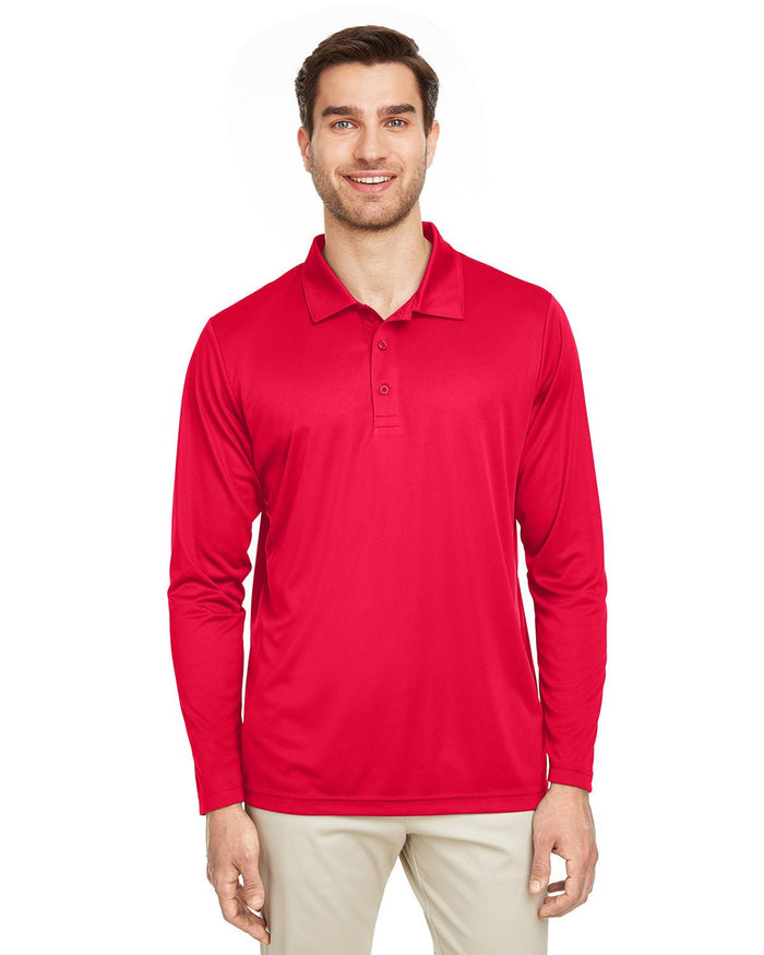 Team 365 TT51L Men's Zone Performance Long Sleeve Polo - Ninja Transfers