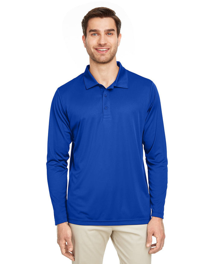 Team 365 TT51L Men's Zone Performance Long Sleeve Polo - Ninja Transfers