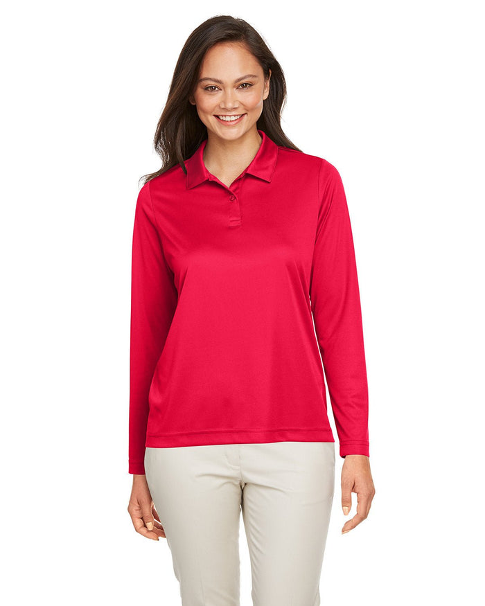 Team 365 TT51LW Ladies' Zone Performance Long Sleeve Polo - Ninja Transfers