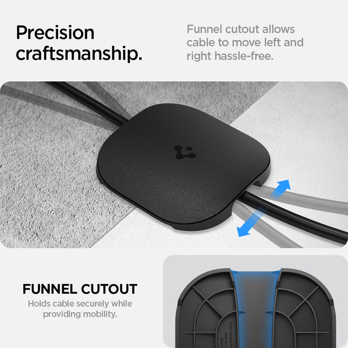 ACP05444 - Tesla Charger Cable Cover TO110 in black precision craftsmanship. Funnel cutout allows cable to move left and right hassle free. Funnel cutout holds cable securely while providing mobility.