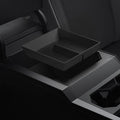 ACP07810 - Tesla Cybertruck Center Console Organizer Tray CO220B in Black showing install in the car