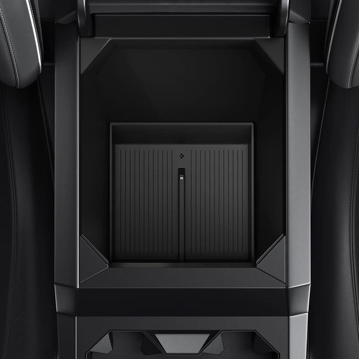 ACP07810 - Tesla Cybertruck Center Console Organizer Tray CO220B in Black showing top view of the product