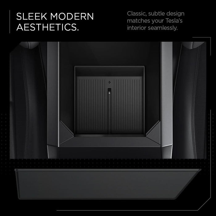 ACP07810 - Tesla Cybertruck Center Console Organizer Tray CO220B in Black showing sleek modern aesthetics