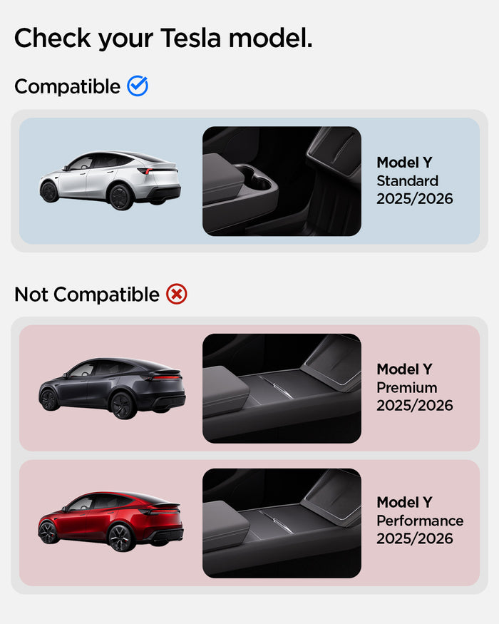 ACP11170 - Tesla Series - Console Extender | TO220CYS in Black showing check your Tesla model