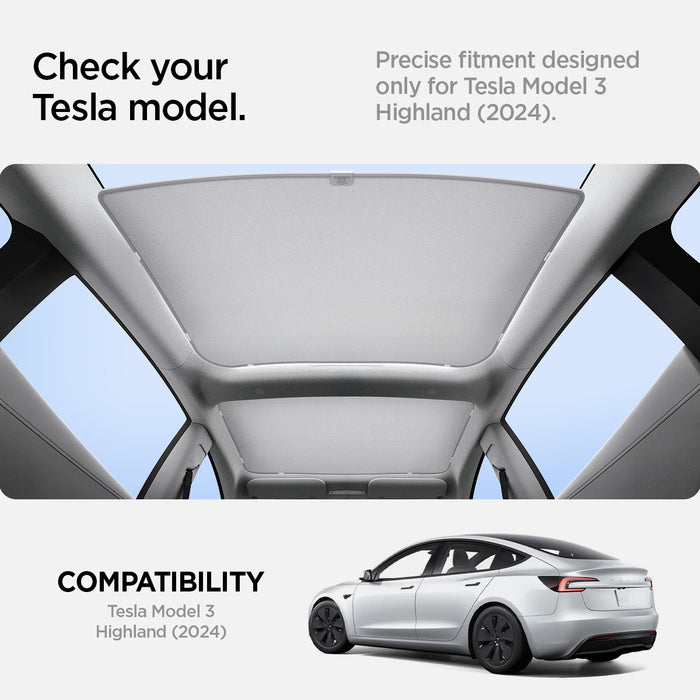 ACP08897 - Tesla Model 3 Highland CryoShade Sunroof | TO261H in Black showing the compatibility. Precise fitment designed only for Tesla Model 3 Highland (2024)