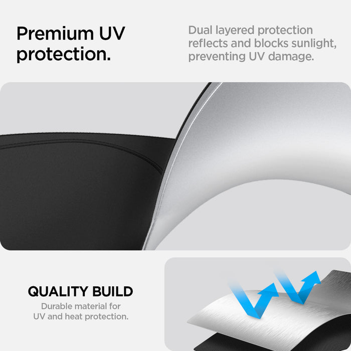 ACP06160 - Tesla Model 3 & Y Cryo Shade in black premium UV protection. Dual layered protection reflects and blocks sunlight, preventing UV damage. quality build. Durable material for UV and heat protection.