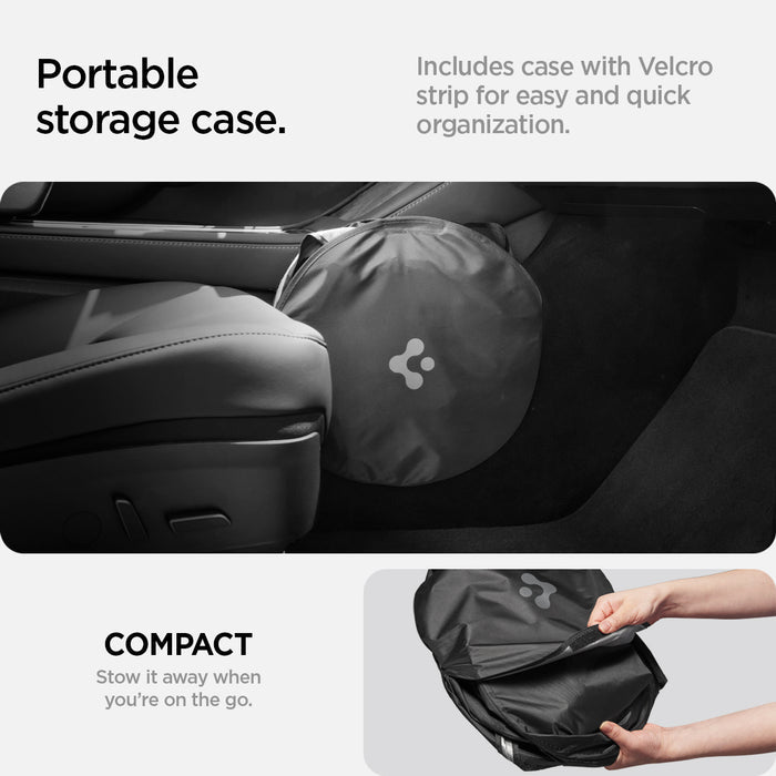 ACP06160 - Tesla Model 3 & Y Cryo Shade in black portable storage case. Includes case with Velcro strip for easy and quick organization. Compact stow it away when you're on the go.