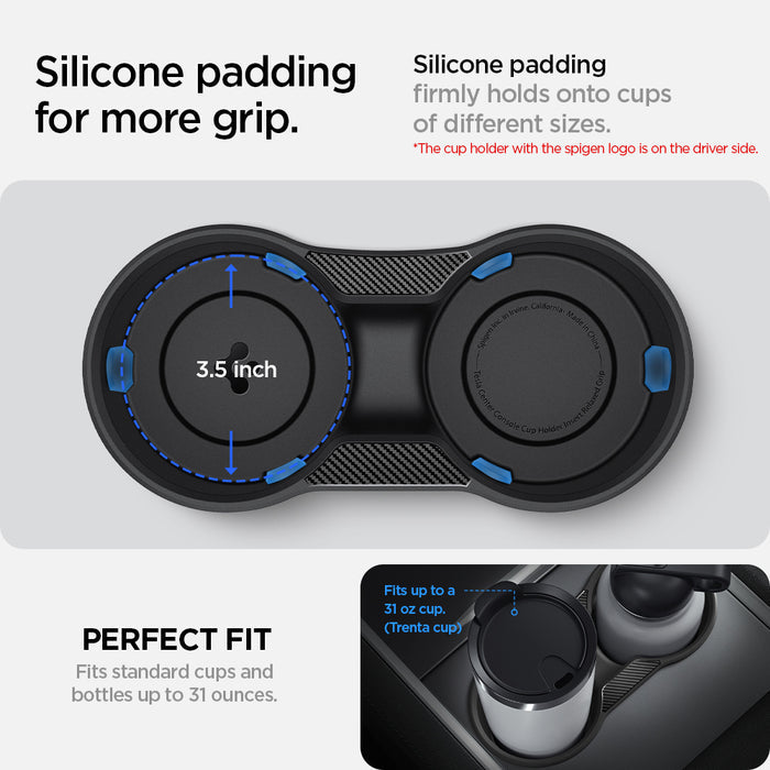 ACP07107 - Tesla Model 3 & Y Cup Holder Insert showing silicone padding for more grip