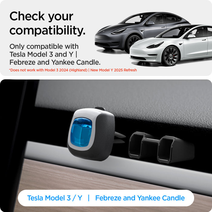 ACP05265 - Tesla Model 3 & Y Airfreshner Adapter in black showing the compatibility
