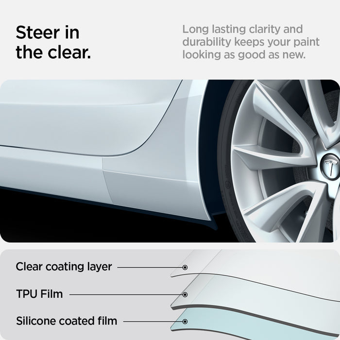 AFL06195 - Tesla Model 3 Platinum Shield Fender showing the materials for long lasting clarity