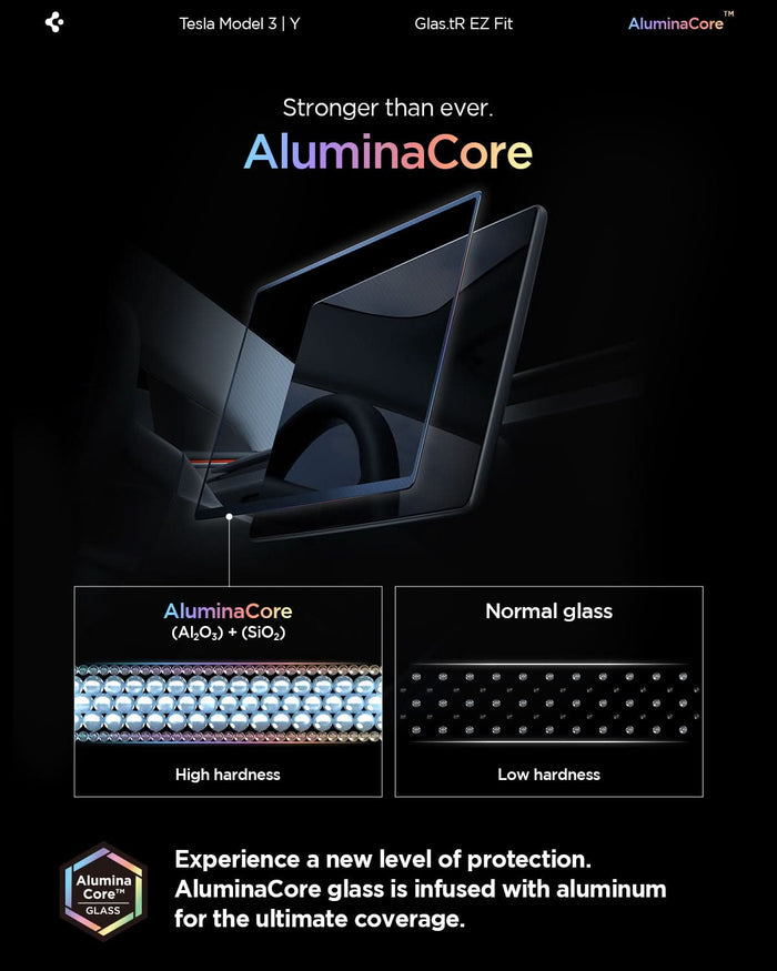 AGL10654 -  Tesla Series - Screen Protector GLAS.tR EZ Fit 15.4 showing new level of protection. AluminaCore glass is infused with aluminum for the ultimate coverage