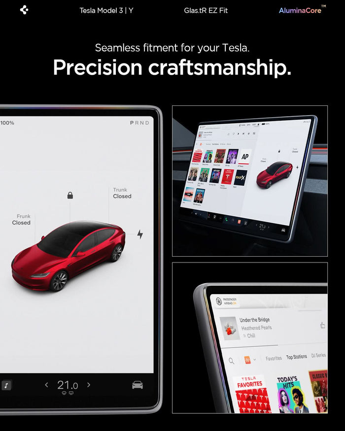 AGL10654 -  Tesla Series - Screen Protector GLAS.tR EZ Fit 15.4 showing the seamless fitment for your Tesla. Precise craftsmanship