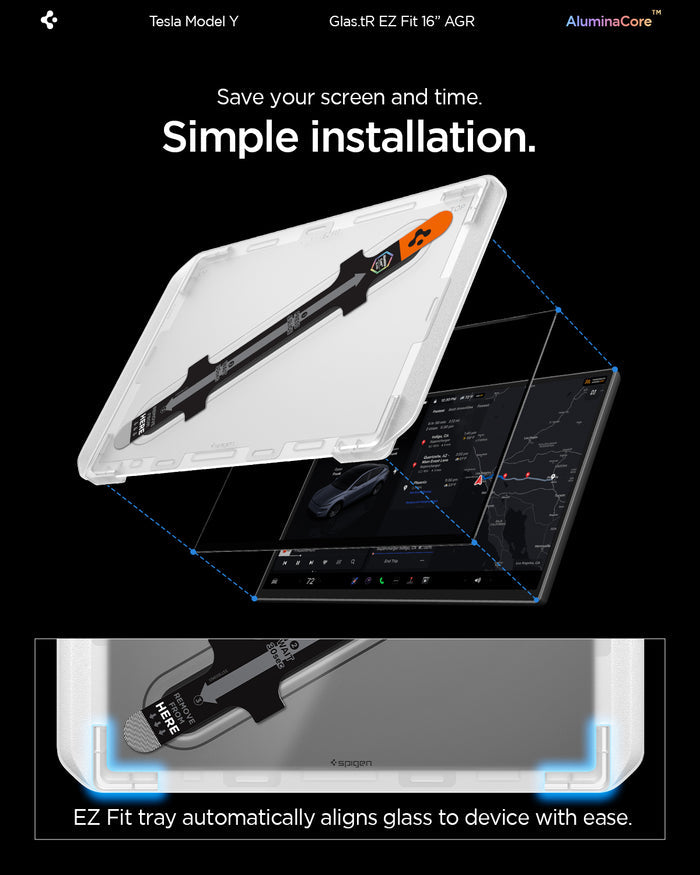 AGL10819 - Model Y Juniper (2025+) Screen Protector GLAS.tR EZ Fit | Anti-Glare 16 inch showing save your screen and time. simple installation