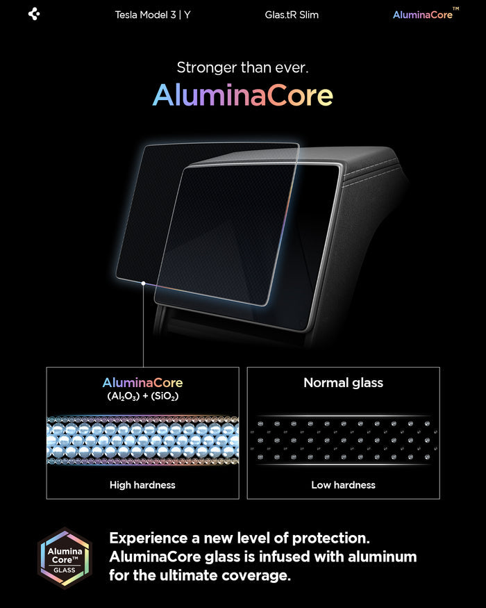 AGL10655 - Tesla Series Screen Protector Glas.tR SLIM (Rear) showcasing AluminaCore technology for enhanced protection.