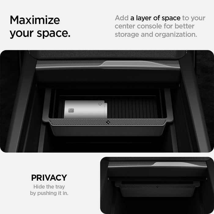 ACP07785 - Tesla Model 3 Highland Center Console Organizer Tray TO220SH in Black showing maximize your space