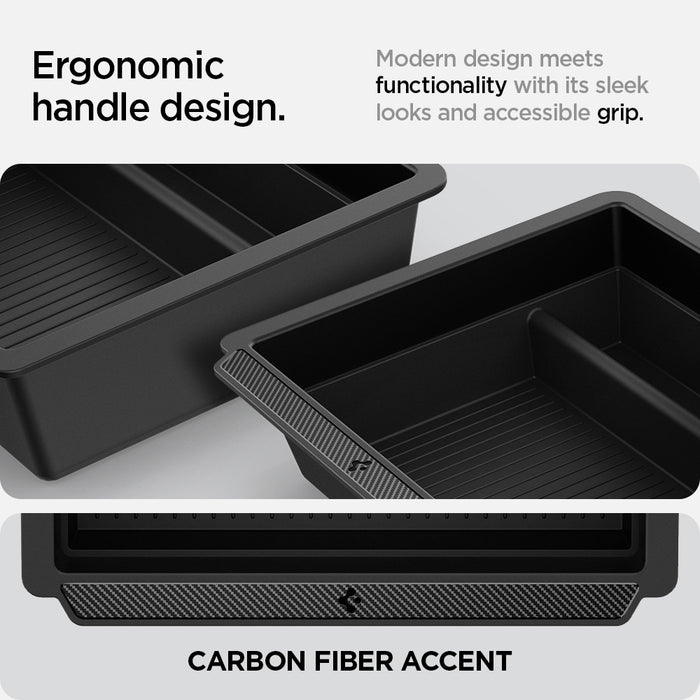 ACP07785 - Tesla Model 3 Highland Center Console Organizer Tray TO220SH in Black showing ergonomic handle design