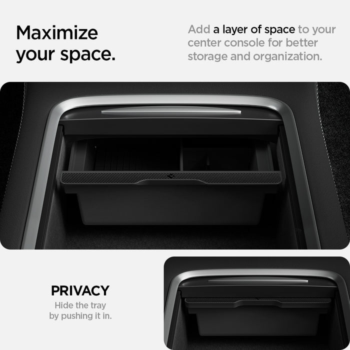 ACP04508 - Tesla Model y & 3 Center Console Organizer Tray in black showing maximize your space