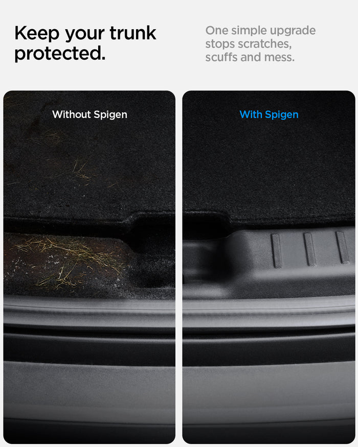ACP09759 - Tesla Model Y Juniper Trunk Sill Guard | TG100-YJ in black showing keep your trunk protected