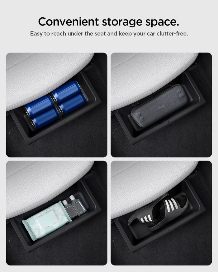 ACP10638 - Model Y Juniper (2025+) 1PK Underseat Organizer Box | TO222J showing convenient storage space.