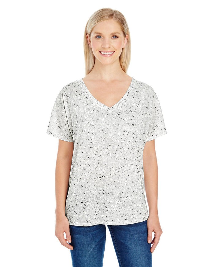 Threadfast Apparel 203FV Ladies' Triblend Fleck Short - Sleeve V - Neck T-Shirt - Ninja Transfers