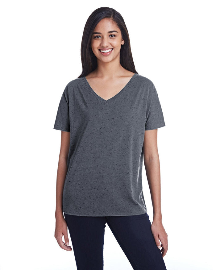 Threadfast Apparel 203FV Ladies' Triblend Fleck Short - Sleeve V - Neck T-Shirt - Ninja Transfers