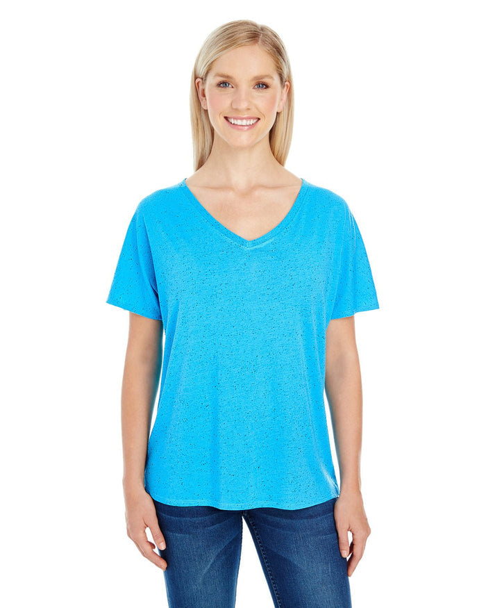 Threadfast Apparel 203FV Ladies' Triblend Fleck Short - Sleeve V - Neck T-Shirt - Ninja Transfers