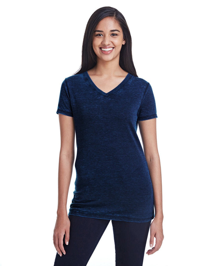 Threadfast Apparel 215B Ladies' Cross Dye Short - Sleeve V - Neck T-Shirt - Ninja Transfers